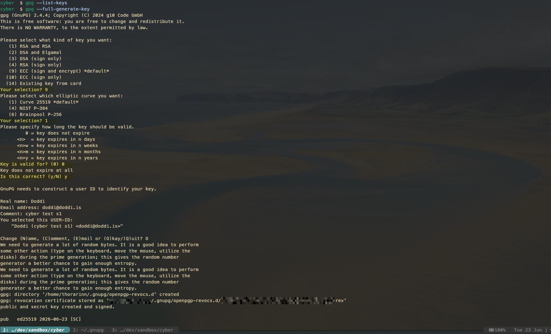 gpg keygen