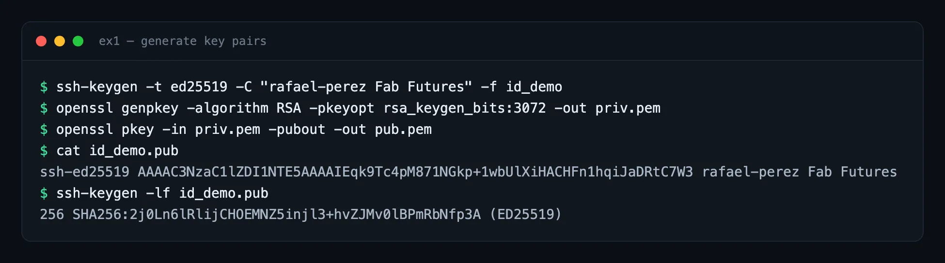 Generating an Ed25519 SSH key and an RSA key pair