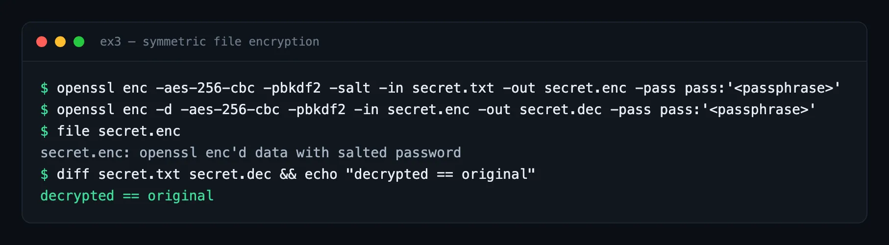 Encrypting and decrypting a file with AES-256