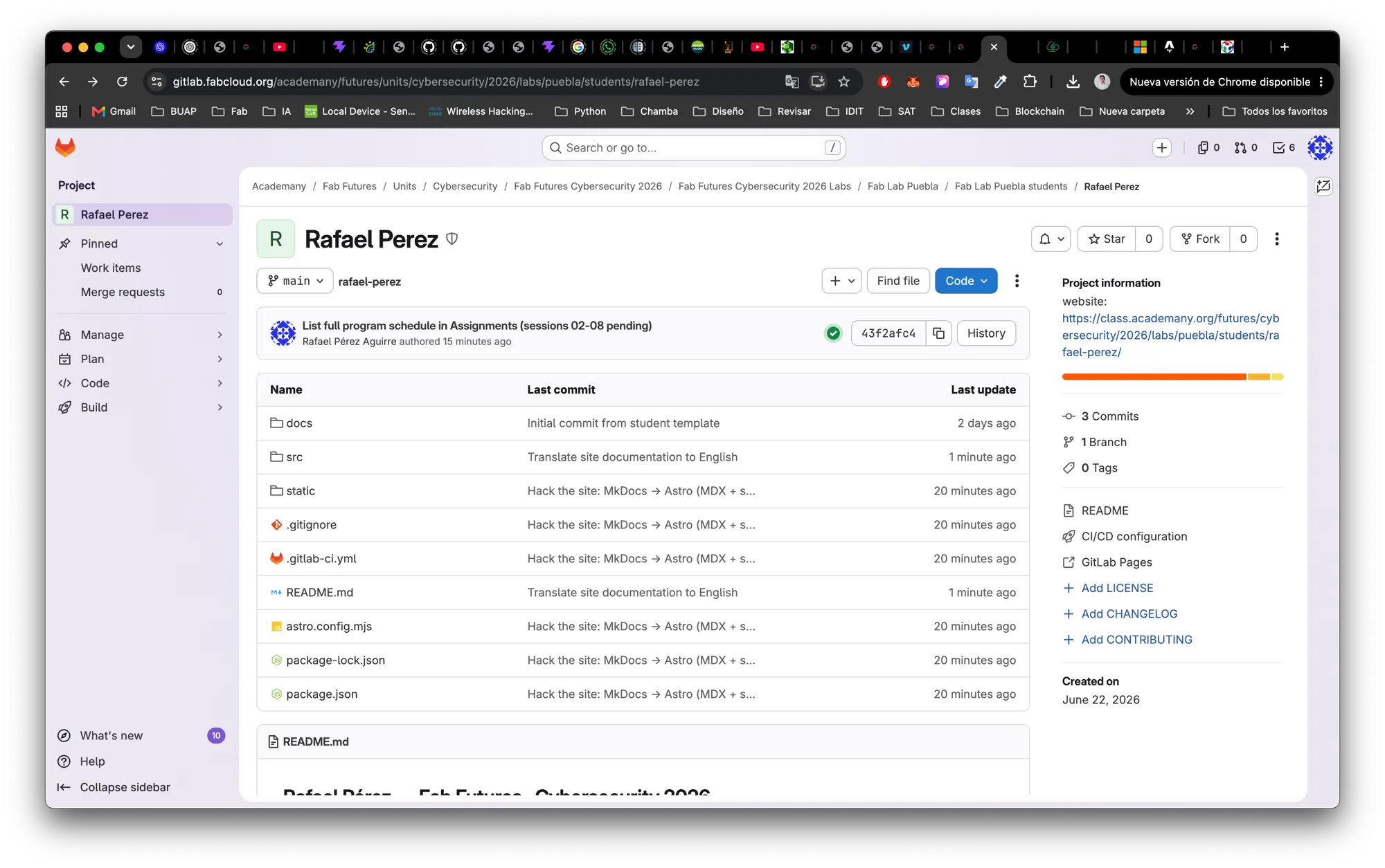 The migrated repository on GitLab