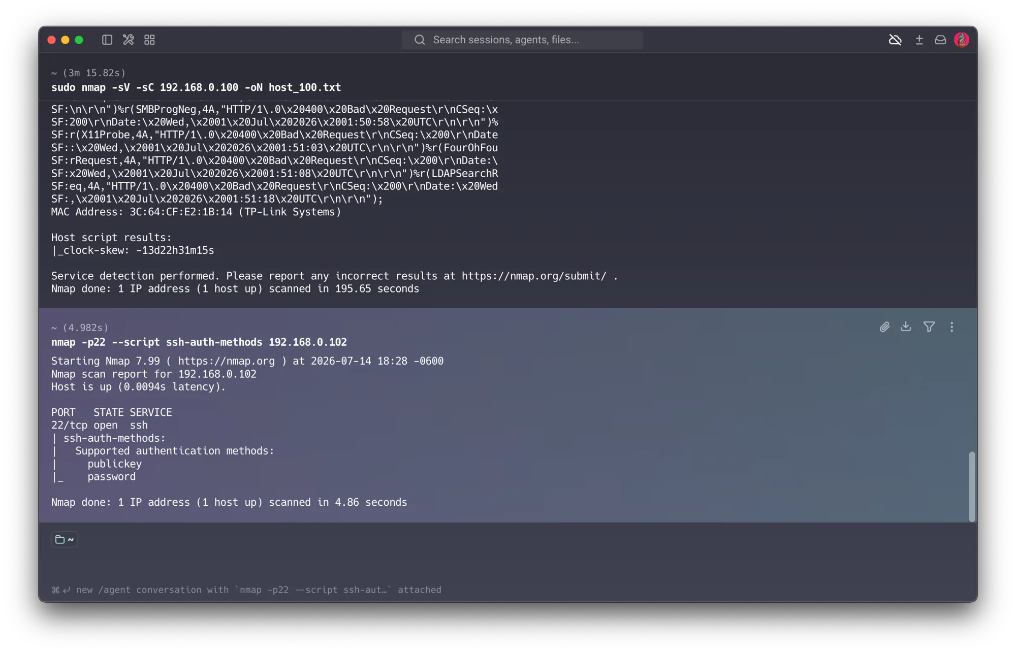 ssh-auth-methods script against the Pi confirms both publickey and password are accepted