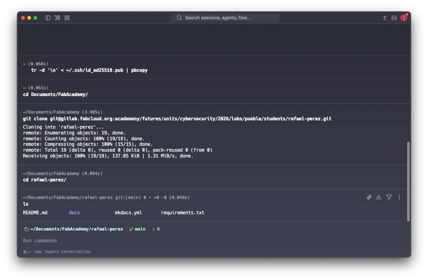 Cloning the starter repository over SSH