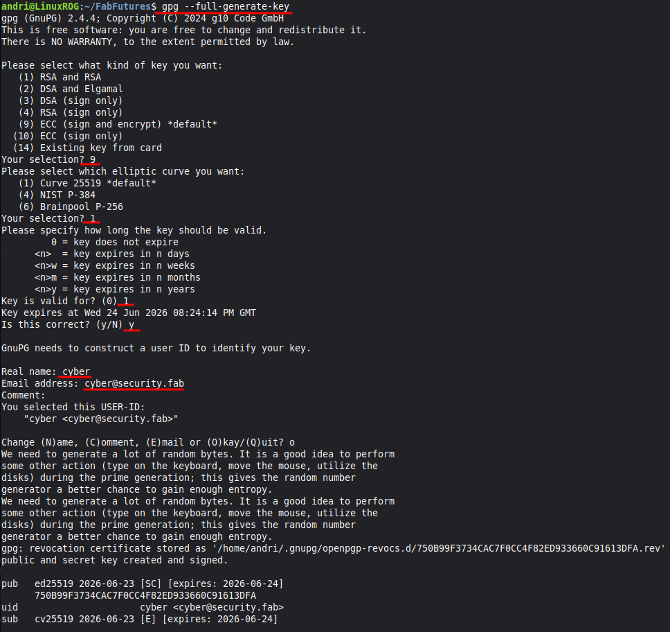 gpg key generation