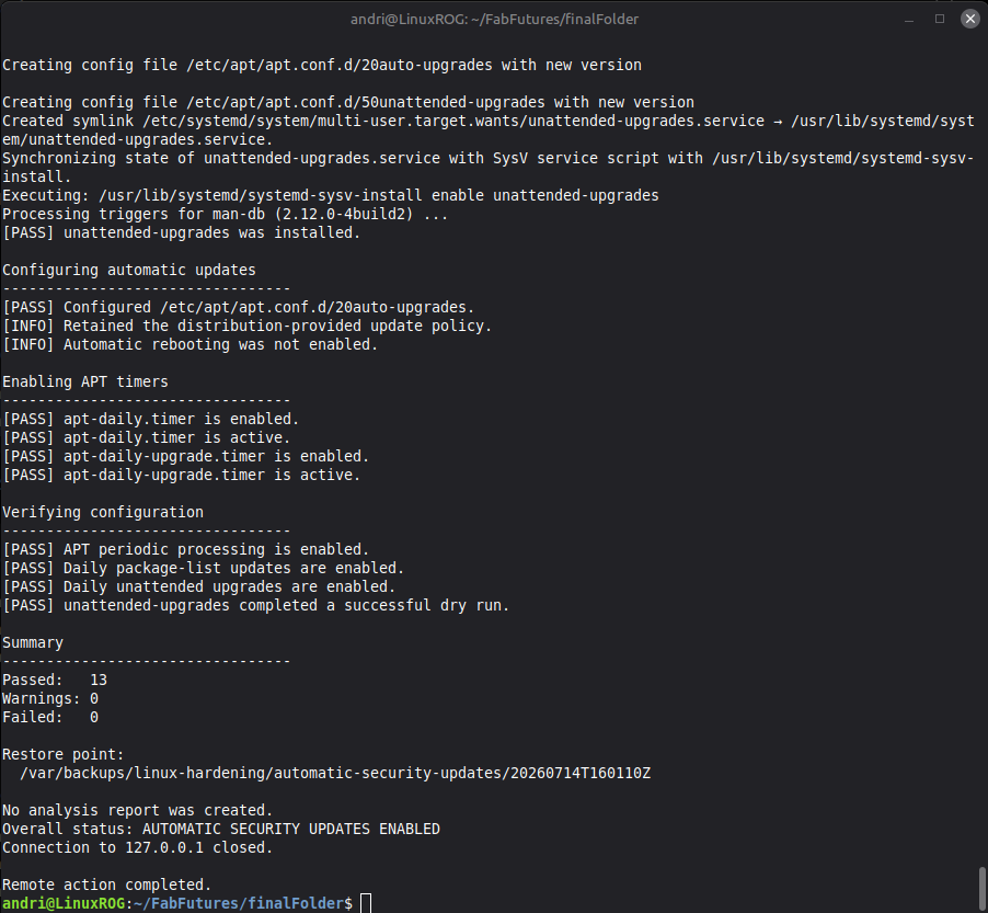 Run automatic security update script