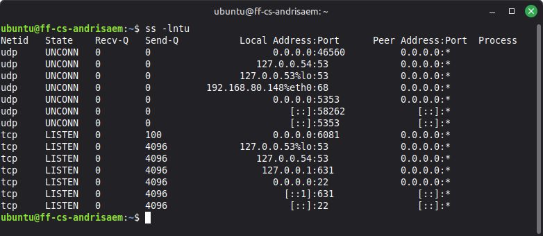 ss list open ports