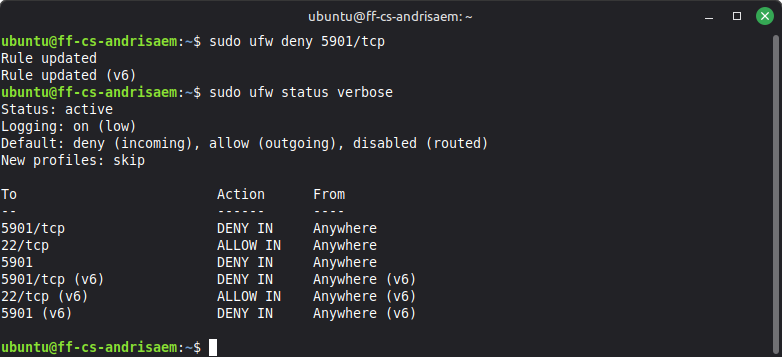 ufw deny 5901/tcp
