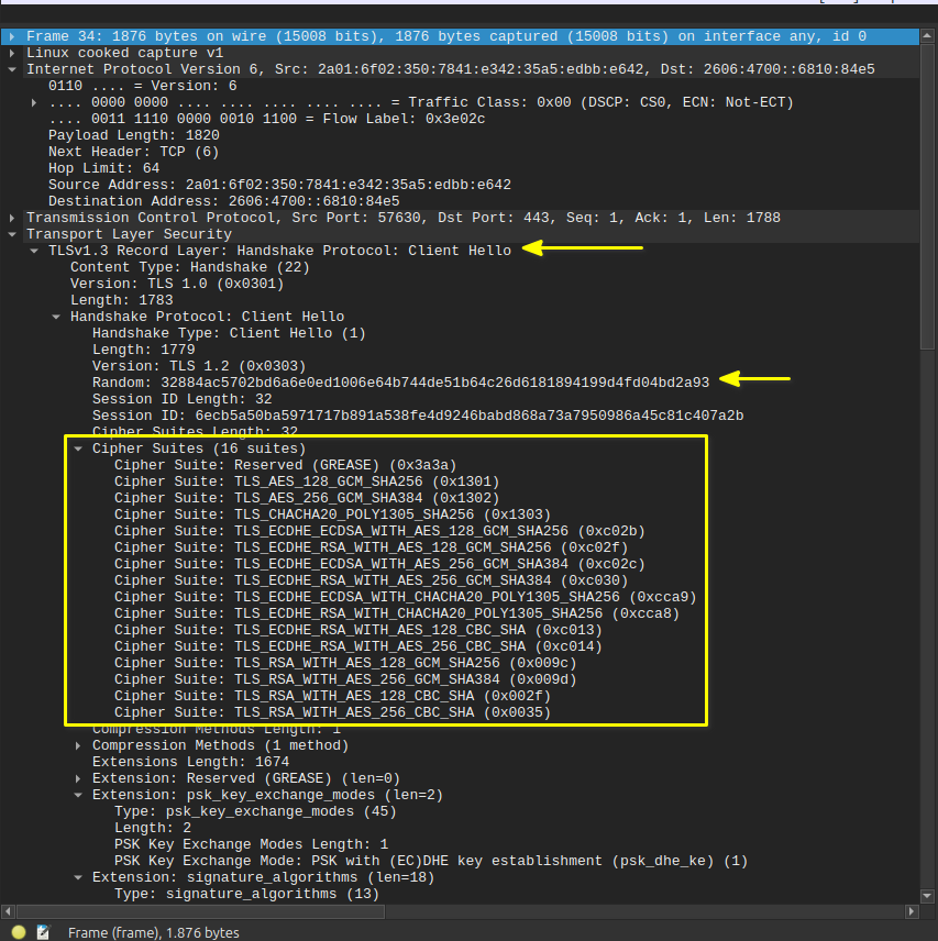 wireshark clientHello