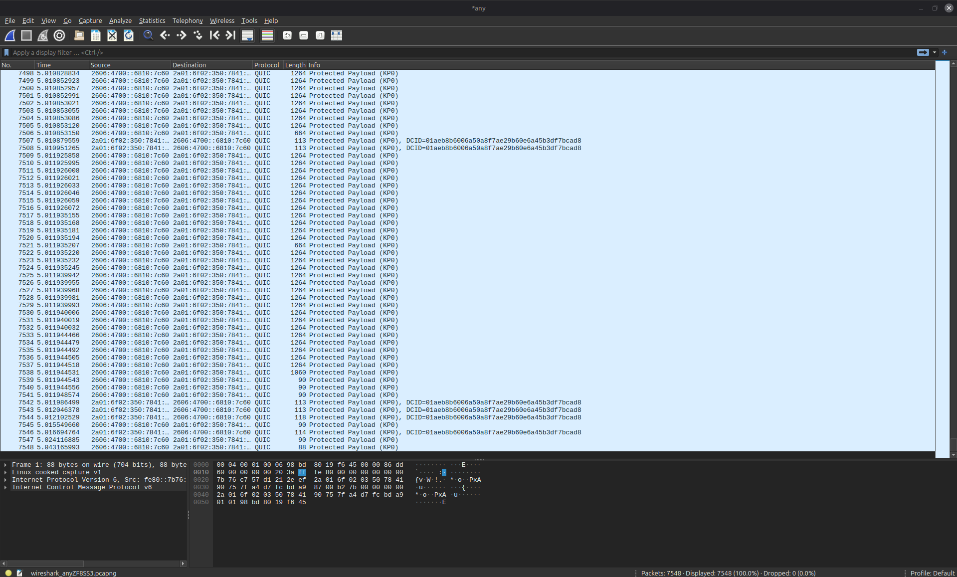 Wireshark listening
