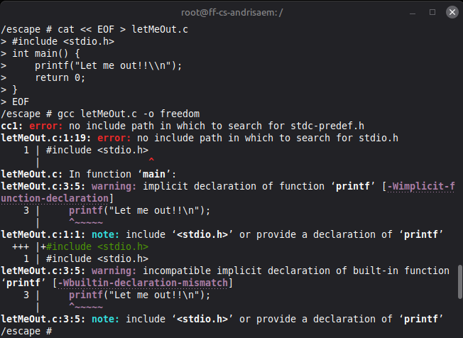 c code gcc fail