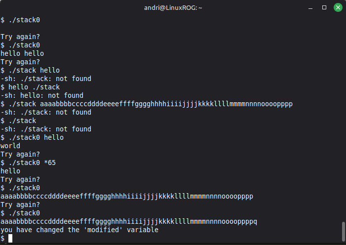 Protostar stack0 solved