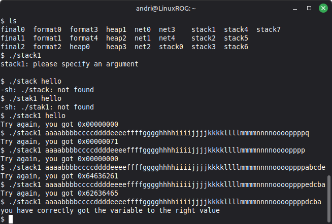 Protostar stack1 first try