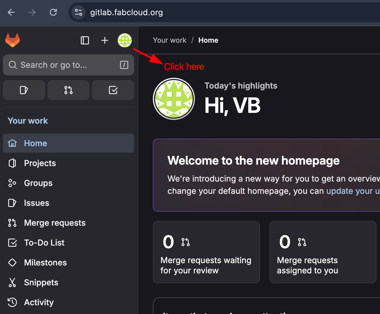 Personal Access Token: Step1