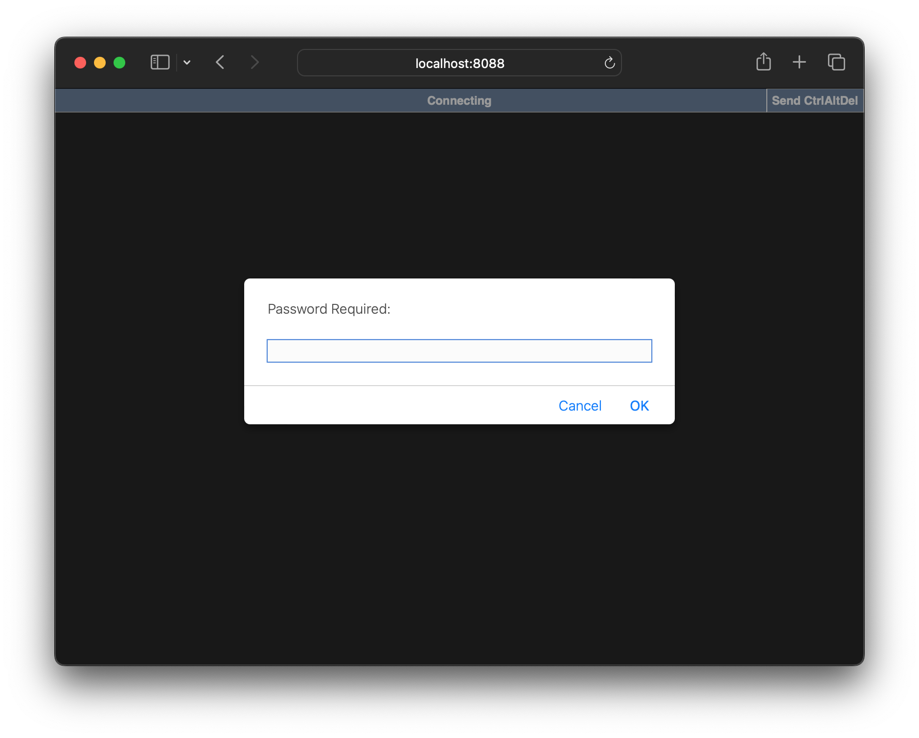browser login screen