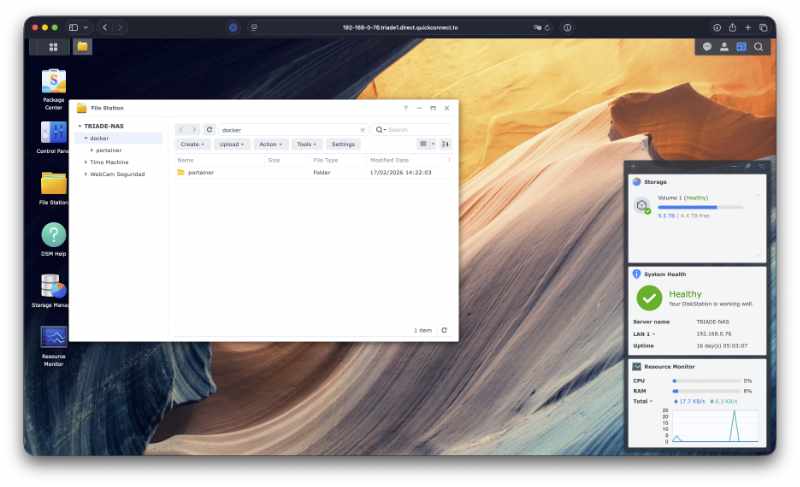 Create a folder for portainer