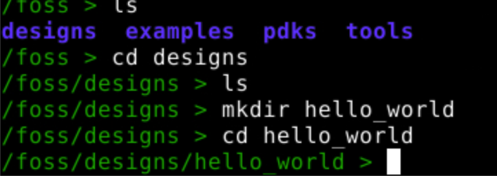 Terminal — mkdir hello_world and cd hello_world