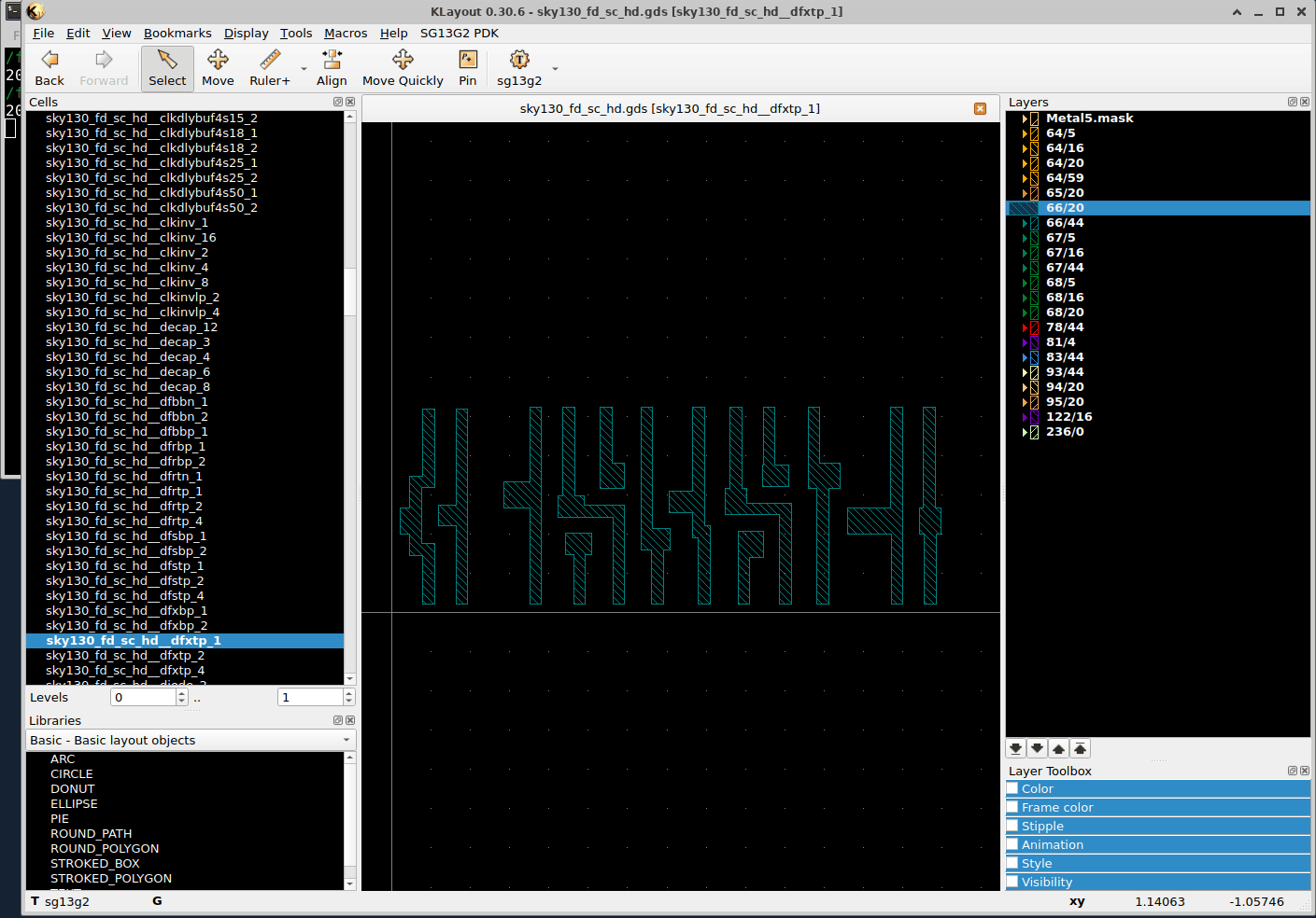 dfxtp_1 — Metal layer 68/20